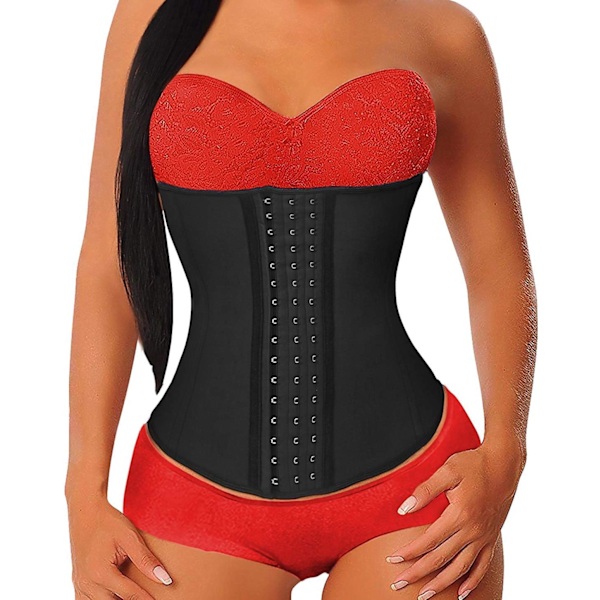 Midjetränare för kvinnor Latex Underbust Midjetränare Korsett Sportbälte Timglas Kroppsformare 3XL Black