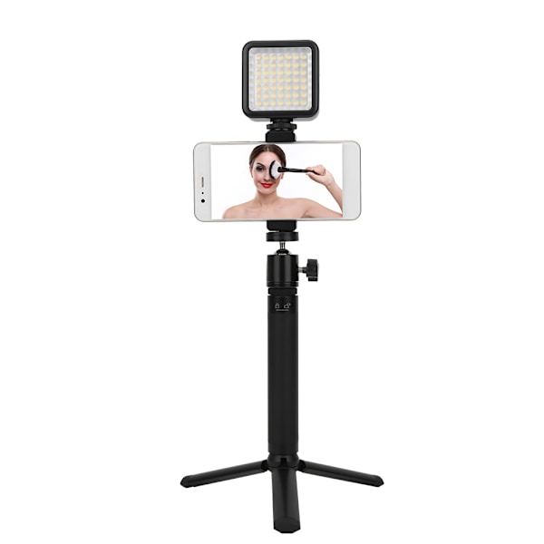 Mobiltelefon Live Bracket Selfie Stick Skrivbordsförlängningsstång Fast Stativ LED-ljuskit