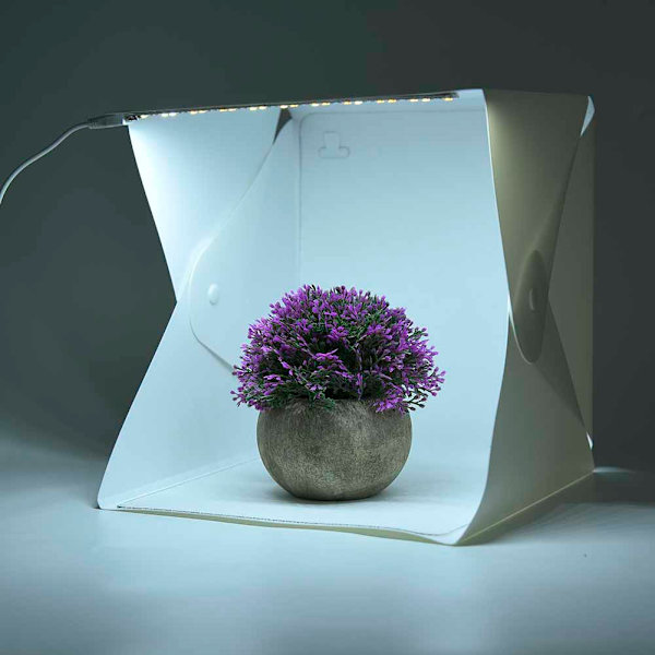 Mini hopfällbar ljusrum LED fotostudio belysning tältlåda med 6 bakgrunder