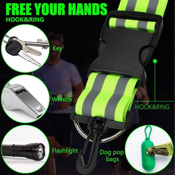 2-pack Högvisande Reflexjacka & Justerbart Bälte för Nattsäkerhet, Cykling, Promenader, Reflexutrustning, Fluorescerande G Fluorescent Green+Rose Red