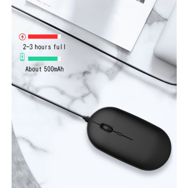 Bluetooth mus laddar dual-mode mus tyst och fräsch, lämplig för stationära datorer, bärbara datorer, mobiltelefoner, surfplattor, iPad Black