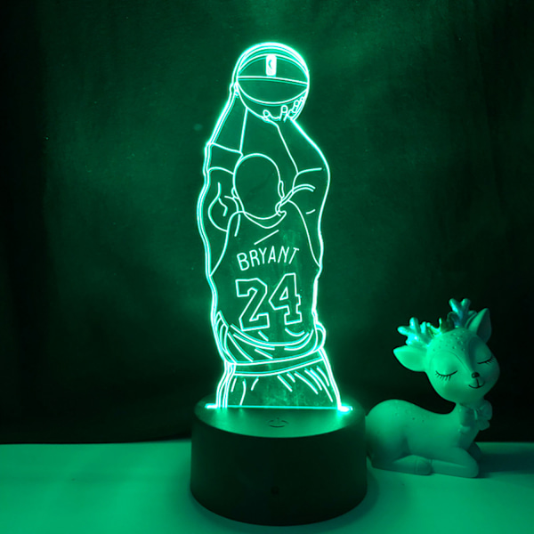 Qinwei Basketball Player Night Light  3D Illusion LED  Lampe med fjernkontroll Beste bursdagsgave for sportsentusiaster --- A3（Svart sete）