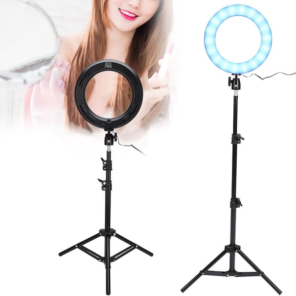 10\" LED Ring Fill Light med stativ - Justerbar LED Fill Light Kit til video, live og makeup