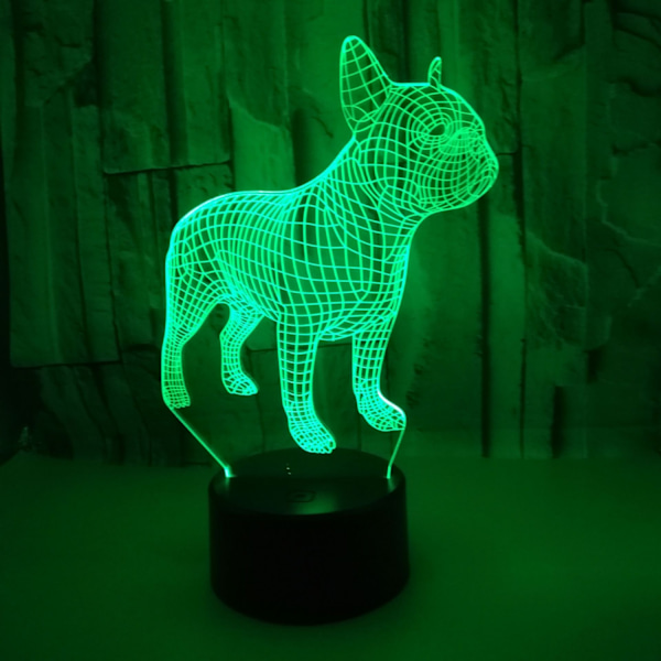 Qinwei 3D Bulldog Nattlampa 16 Färger Ändrar Optisk Illusion Lampa med Fjärrkontroll Födelsedag Alla Hjärtans Dag Present Idé för Småbarn Pojkar Flickor