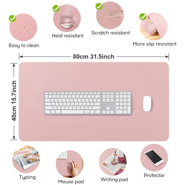 Masa Pedi Büyük 90 x 30 cm DOBAOJIA Genişletilmiş Mouse Pad Büyük Mouse Pad XL Masa Blotter Yazma Pedi Dizüstü Bilgisayar/Ofis/Ev için PU Deri Yan Su