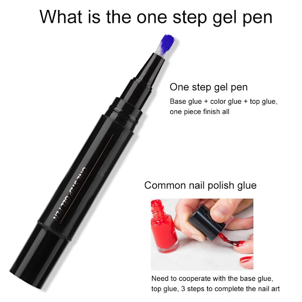 3 i 1 Gelpenna för nagelkonst, gellack, nagellackspenna, pensel #12