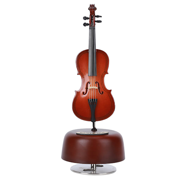 Cello roterende musikæske i træ - udsøgt håndværk - dekoration - gave til kontorbord