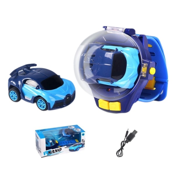 (1 förpackning) Bilklocka Watch Electric Racing Fjärrkontroll Bil Watch (Legeringsblå Bugatti (uppladdningsbar version))