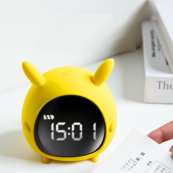 Barnväckarklocka, digital väckarklocka för småbarn med snooze och nattlampa, lämplig för pojkar och flickors sovrum -Gul