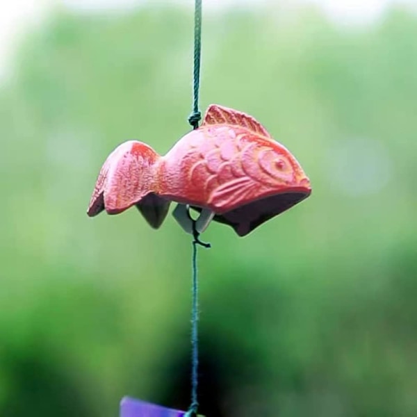Set om 2, Japanska Guldfiskar Lycka Små Vindspel Utomhus, Iwachu Gjutjärn Lycklig Tempel Vindklocka Minnesvindspel för Utomhus A2-Goldfish