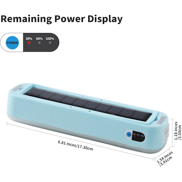 Solar Camping Lantern - Solcelle Oppladbar Campinglykt, Solcelledrevet Bærbar Powerbank, 2000 Lumen, 4 Lysmoduser LED Solar Li blue