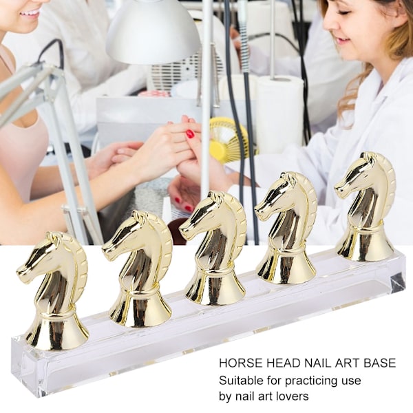 Hestehoved Neglespids Praksis Stativ Magnet Adsorption Falske Negle Display Støtteholdere Lyse Guld