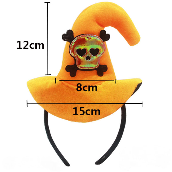 2-pack Halloween Masquerade Dress Up Party Huvudbonader Skull Pumpkin Witch Barnpannband (svart cap för fladdermusmössa)