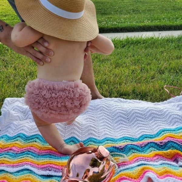Toddler Flickor Bomull Mesh Spets cover Flickor Söta bomull Baby Girl Shorts --- Orange（Storlek S）