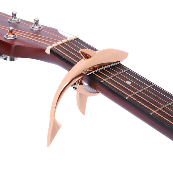 Zink-legering hajdesign gitarr capo snabbväxlingsklämma nyckelutlösning (roséguld)