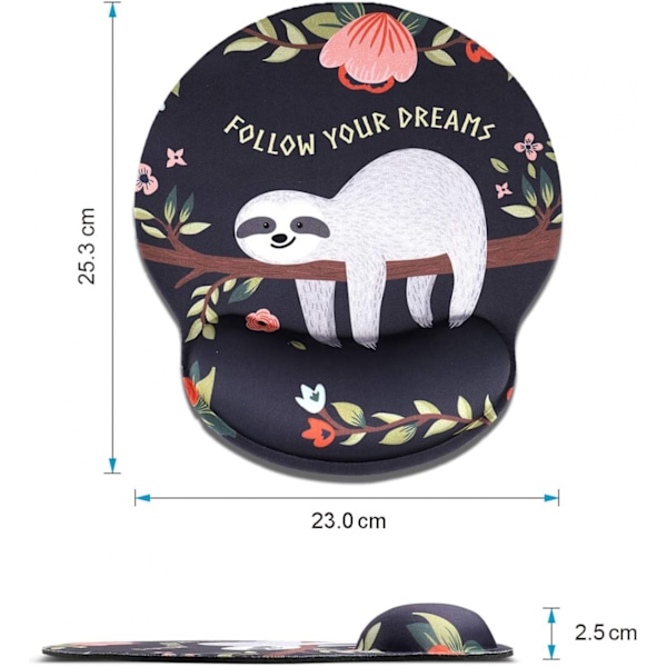 Ergonomisk musmatta med handledsstöd - Kawaii - Svart