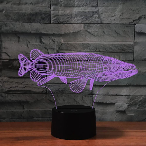WJ 3D Marine Fish Fjernbetjening 16 Farve Natlys Illusion Akryl LED Bordlampe Sengelampe Børneværelse Skrivebordsdekoration Fødselsdagsgaver Legetøj til Børn
