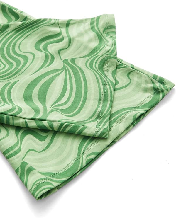 AVEKI Damkläder Tryckta Elastiska Högmidjade Flare Leg Bell Bottom Byxor, Gröna, 4XL