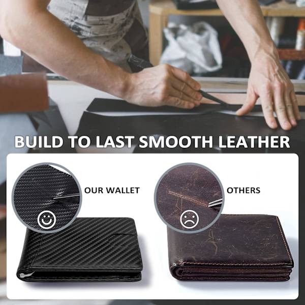 Pengklämma Plånböcker för Män - Minimalistisk Slim Plånbok för Herrar för Framfickan - Bifold Läderplånbok med RFID-Blockeringsskydd ID W