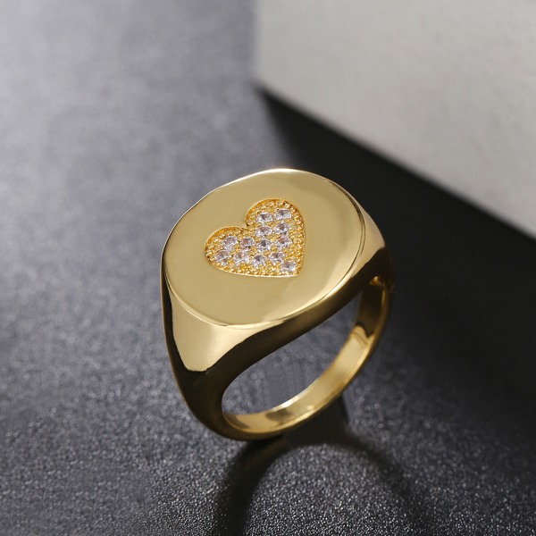Kraftiga guldringar - Signet-ringar för kvinnor, kupolring, statement-ring, 18k guldpläterad ring i rostfritt stål, guldrosa storlek: 8