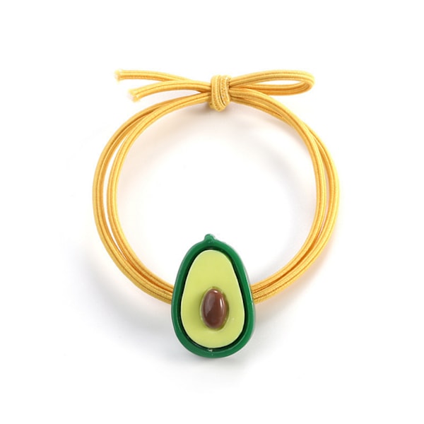 12 stk. hårelastikker i gummi med høj elasticitet - søde hårelastikker i avocado-gul