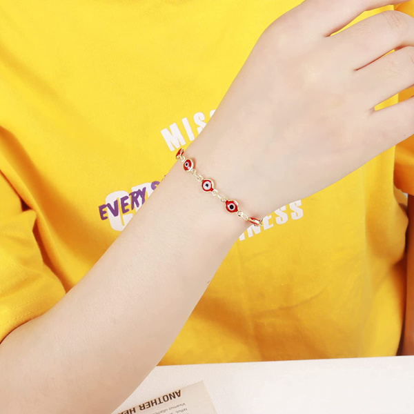 Wekity Valg af alle sarte onde øjne armbånd til kvinder, 14K guld onde øjne kæde armbånd til piger