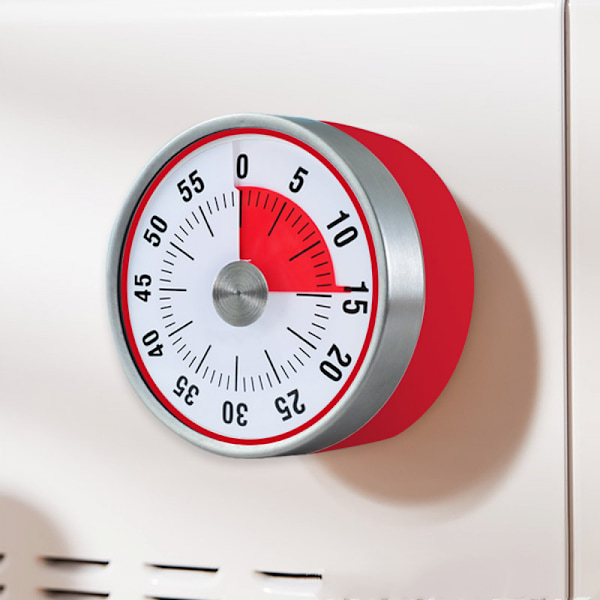 60 minutters rustfrit stål køkken magnetisk timer, tidsstyrings påmindelsesværktøj til madlavning, bagning og studier. (Rød)