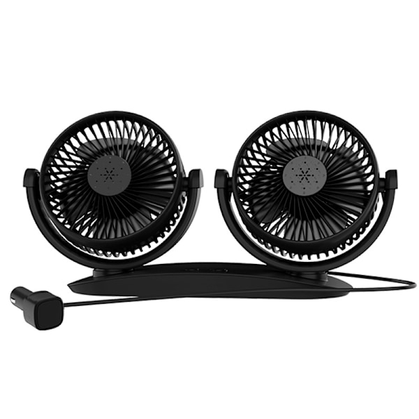 12V24v Kjøling for Bil USB Elektrisk Vifte Bil-(Svart) Dobbel Vifte Bil Oppladbar (Ett Stykke)