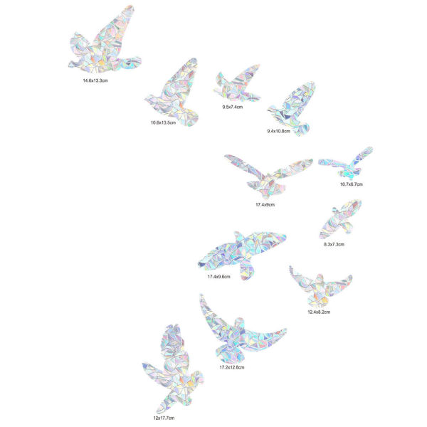 Anti-kollisjons vindusvarsel fuglesilhuetter glassdørbeskyttelse og redde fugler, gjennomsiktig (11  silhuetter, Asuka)