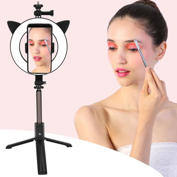 LED-fylllys Bluetooth Live Streaming Selfie Ring Light Bærbar Sminke Dimbar Lys
