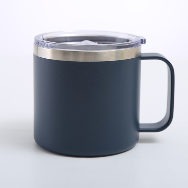 Kaffe Mugg, 12oz Kaffe Mugg Mjölk Mugg 304 Rostfritt Stål Foder för Familj Utomhus Camping (Mörkblå)