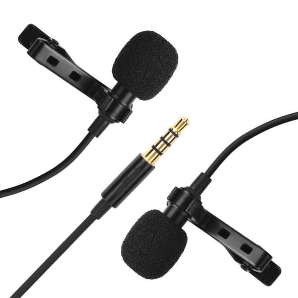 3,5 mm bærbar klips Lavalier krageklipsmikrofon for DSLR-kamera og telefon (4m dobbelthode)