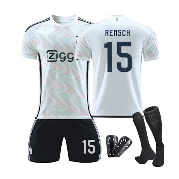 Ajaxin 23/24 kauden vieraspelipaita lapsille, sukat ja suojavarusteet 15 RENSCH XL