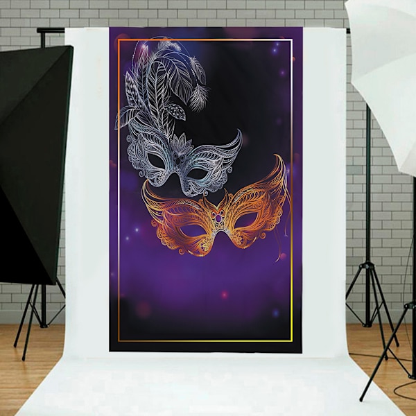 Fotobakgrund i tecknad stil för studiofotografering av barn (Mask Purple)