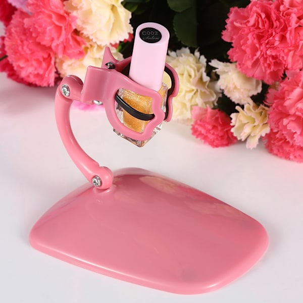 Ny handfri nagellacksflaskhållare displayställ lutningsklämma greppverktyg rosa