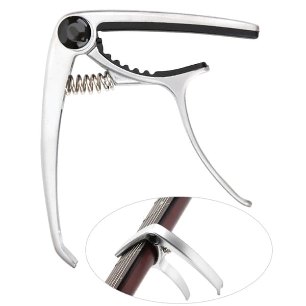 Gitarr Capo Clamp Key Tuner Zinklegering för Folk Gitarr Musikinstrument TillbehörSilver
