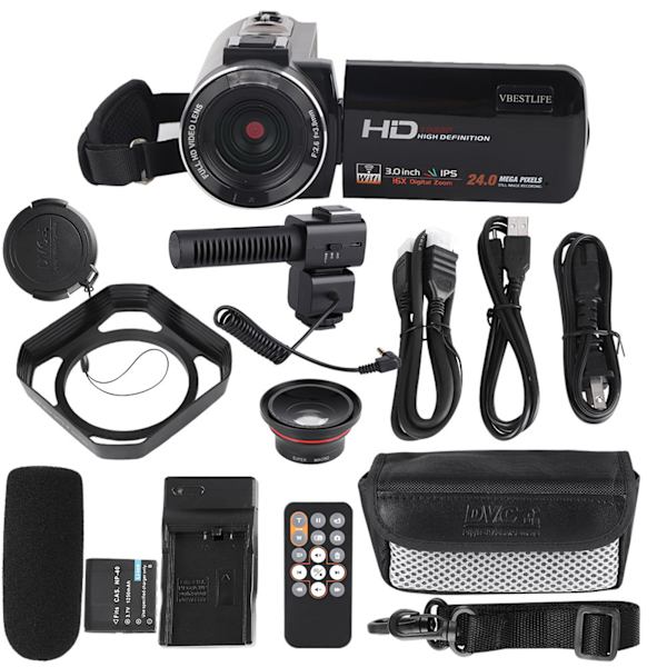 VBESTLIFE HDV Z20 3.0 tum IPS-skärm WIFI 16x digital zoom 1080P DV digitalkamera -