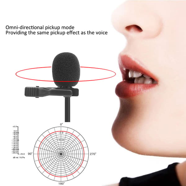 Mini bærbar reversmikrofon 1,5 meter kablet clip-on lavaliermikrofon til telefon