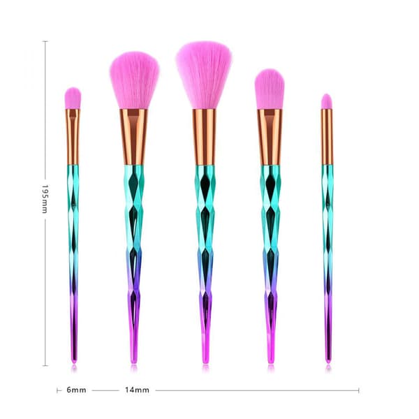 Luksuriøs lyserød gradient blå makeup børste blød kosmetisk børste sæt skønhedsværktøj