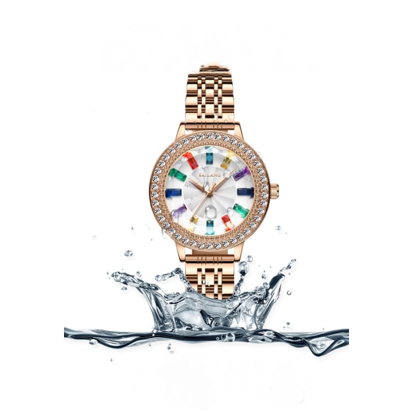Kvinnors diamant automatisk maskin roséguld rostfritt stål safir vattentät watch（GP7003）