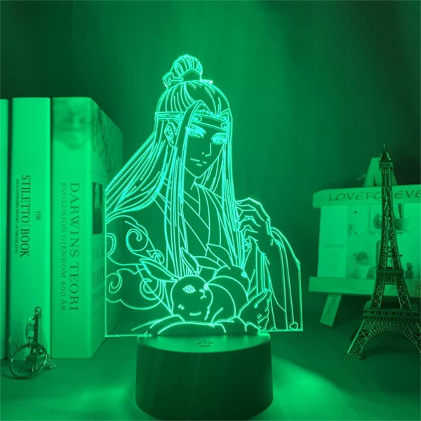 3D Illusion Lampe Anime Mo Dao Zu Shi Wei Wuxian Figur Model Akryl Farverig Natlys Hjem Værelse Dekoration USB Skrivebordslampe Ven Fødselsdag Gave