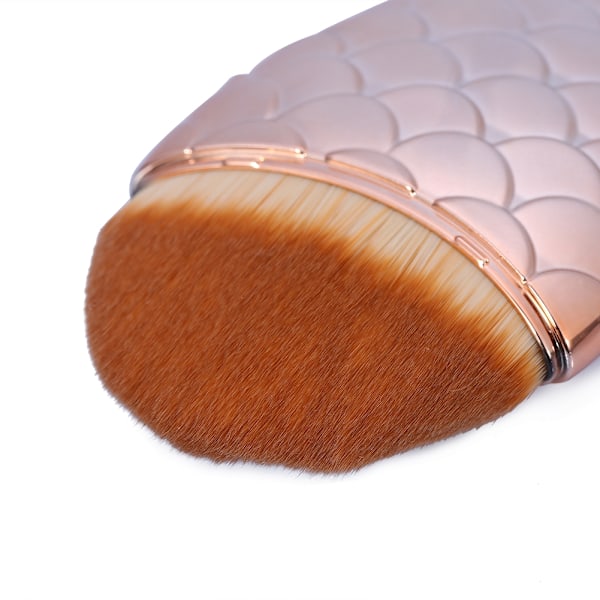 Professionel fiskehale makeup børste til pudder foundation contour blush kosmetisk værktøj (rose gold)