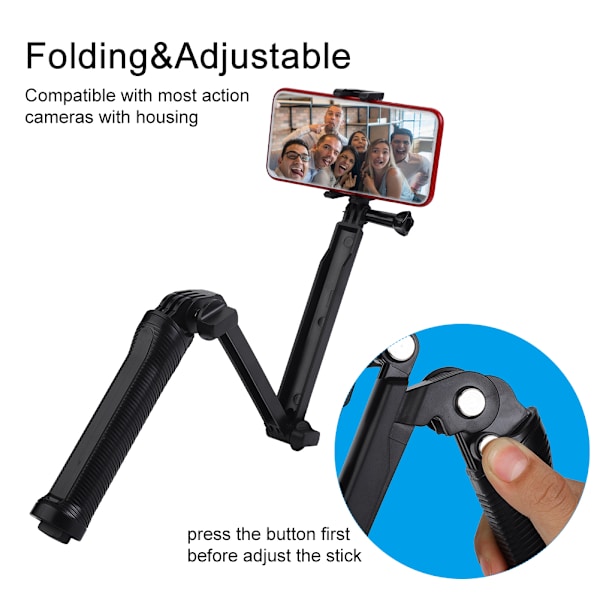 Bärbar Teleskopisk Selfie Stick Stativ Bluetooth Fjärrkontroll Mobiltelefon Klämma Kit