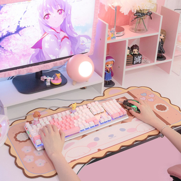 Gaming musemåtte, stor musemåtte XL pink, musemåtter til computere 31,5×15,7 tommer