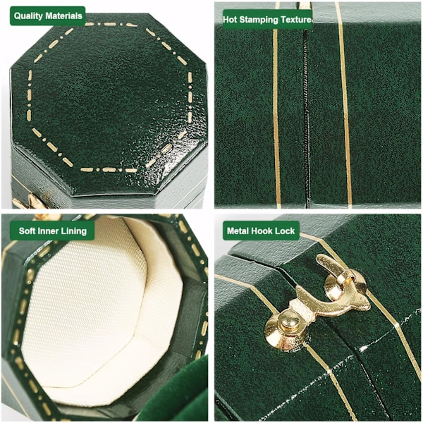 Mini Grön Ringask för Frierier & Bröllop - Förlovningsetui i Fickformat för Fickor & Handväskor green