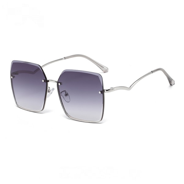 Mote Dame Rimless Kuttede Kant Solbriller UV-beskyttelse Store Ramme Solbriller---Rose Gull Ramme Gradient Rød