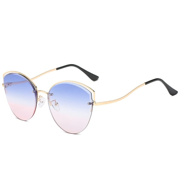 Kattøyesolbriller for kvinner med diamantslipte linser, rammeløse solbriller, fasjonable gradient retro nyanser