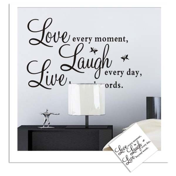Lev varje ögonblick, skratta varje dag, väggdekal Motiverande väggdekaler, citat för inspirerande väggdekaler för familjen