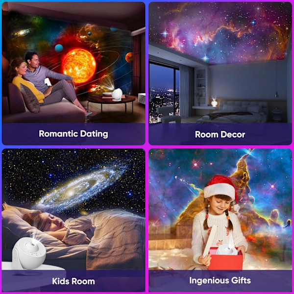 Galaxy Projektor, 13 i 1 HD Planetarium Galaxy Stjerneprojektor til Soveværelse, 360° Roterende Stjerneprojektor Galaxy Lys med Justerbar White
