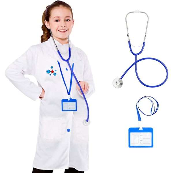 Lasten Lääkärin Asuste, Lasten Lääkärin Takki Ura Päivän Pukeutumisasu Pienille Tytöille Lapsille 3-5 years old Blue